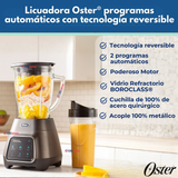 Licuadora Oster® programas automáticos con tecnología reversible, pantalla táctil y vaso BLend-N-Go BLSTPYG1312XBG