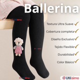 Panty 3D Osito Negro Tejida Niña Ballerina 78% Algodón Premium