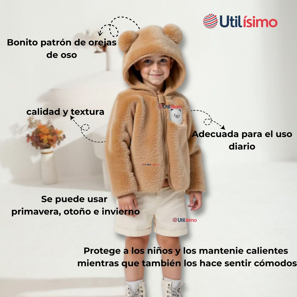Chaqueta Polar con Capucha Niño Animalitos Cafè
