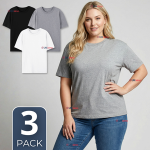 Pack 3 Camisetas Poleras 100% Algodón Básica Lisa Elástica Mujer Colores Surtidos