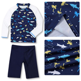 TRAJE DE BAÑO SPF UV50+ 2 PIEZAS MANGA LARGA NIÑO FISH NAVY