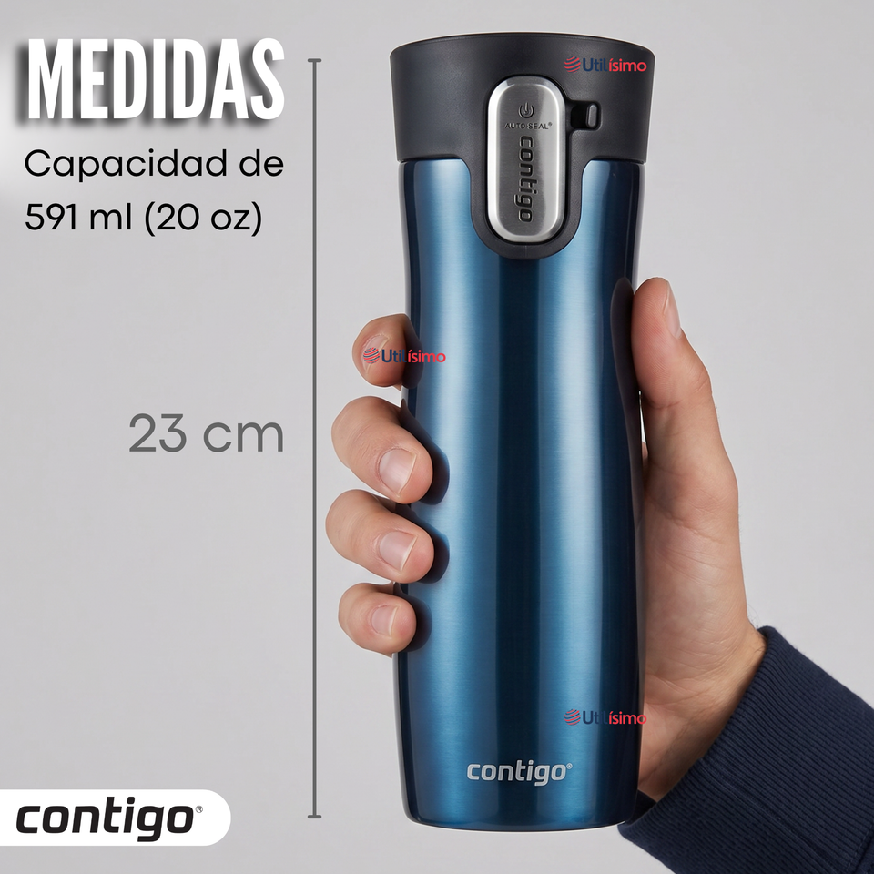 Vaso Térmico West Loop Azul Autoseal Contigo 591 Ml Azul Acero Inoxidable