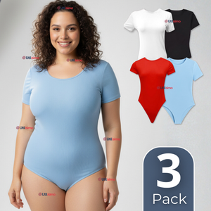 Pack 3 Bodys Ajustables Moldeador 100% Bambú Cuello Redondo Manga Corta Mujer Colores Surtidos