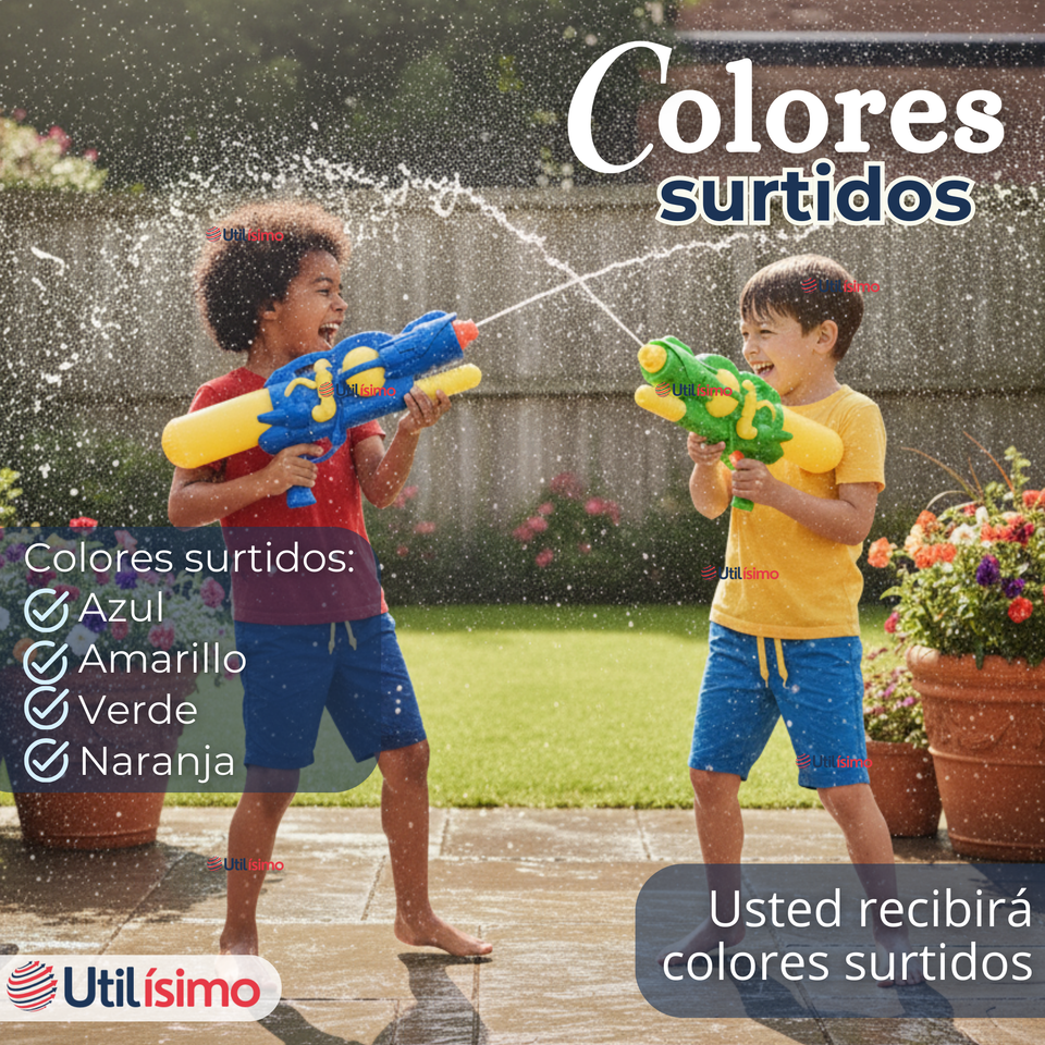 Pistola De Agua 500ml 45cm Colores Surtidos Juguete Lanza Agua Niño Niña