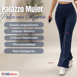 Calza Polar Con Chiporro Palazzo Mujer Elasticada Térmica Azul Marino