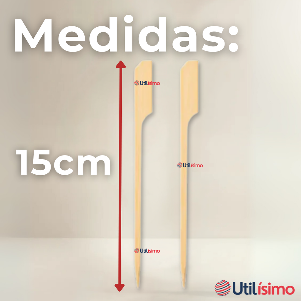 Pack 100 Piezas Brochetas De Bambú Bandera Cóctel 15cm