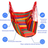 Silla Hamaca Colgante Columpio Con Dos Almohadas Para Jardin Rojo Arcoriris