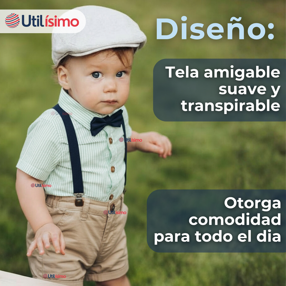 Conjunto de Vestir con Tirantes Camisa Pantalón Corto Algodón Niño