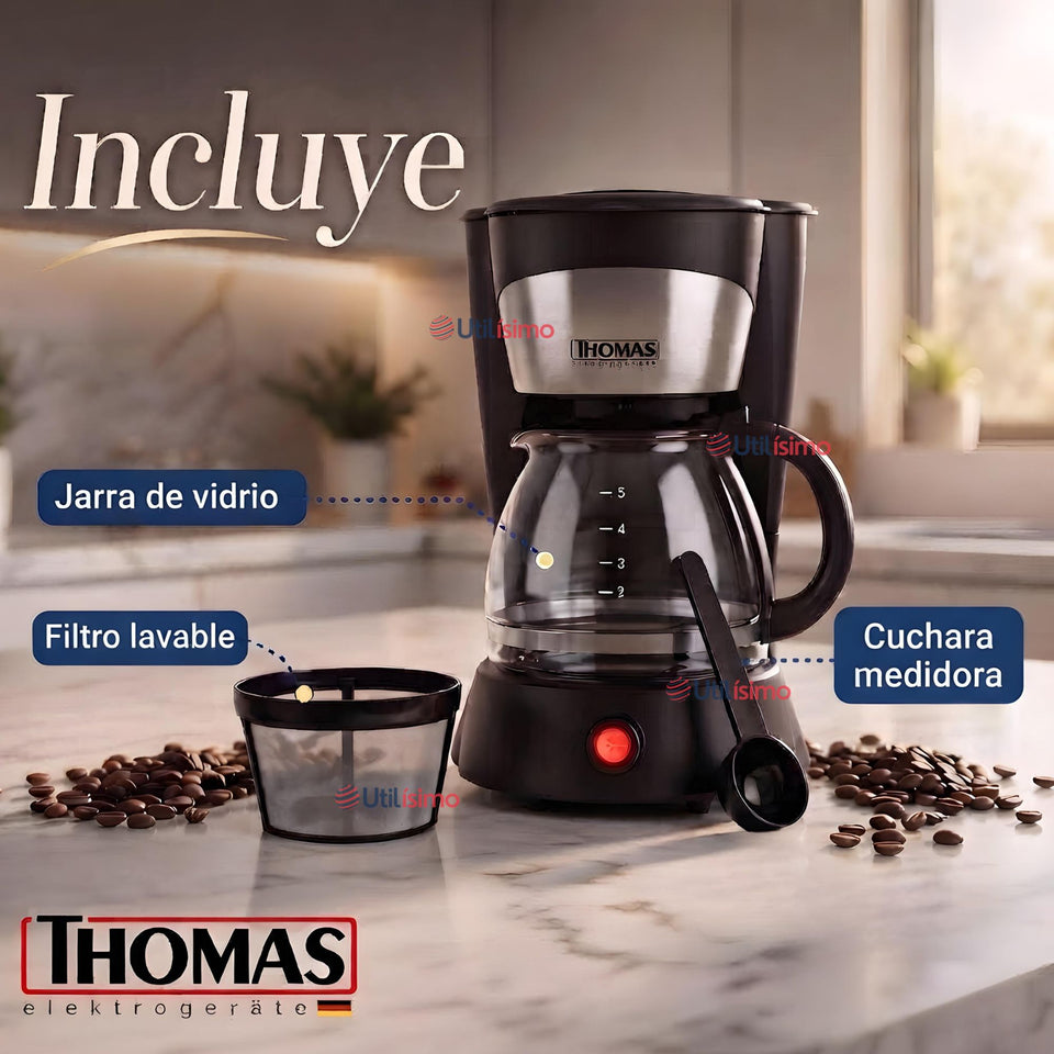Cafetera Thomas Th-130 Capacitad 750 ML 800W Jarra De Vidrio