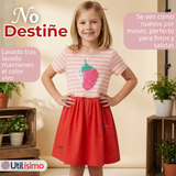 Vestido Manga Corta Casual Rosado Fresa Verano Niña 2 a 7 años