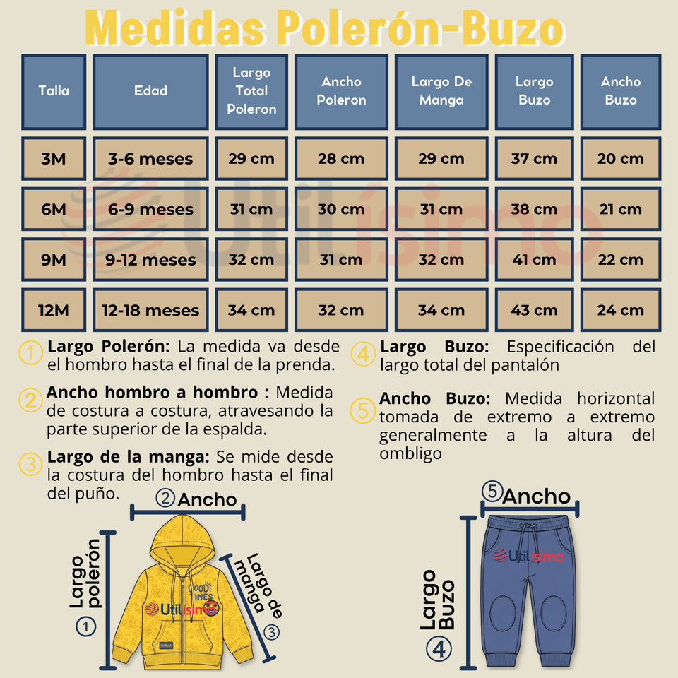 Conjunto 2 Piezas Buzo Pantalón Y Polerón De Algodón Amarillo Bebé Niño
