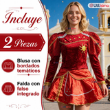 Traje Caporal Típico 2 Piezas Rojo Mujer Fiestas Patrias