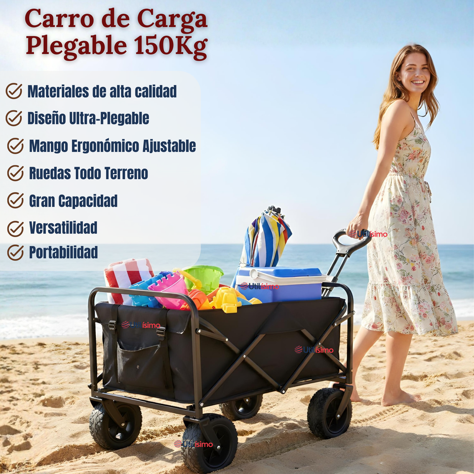 Carrito Compras Plegable Organizador Ideal Para El Camping 150Kg