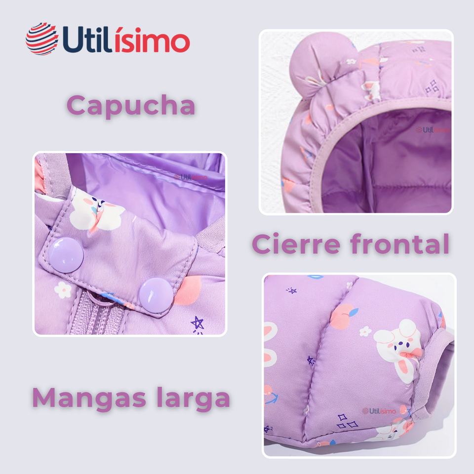 Parka Térmica Con Capucha Y Orejitas Estampado Conejito Niña