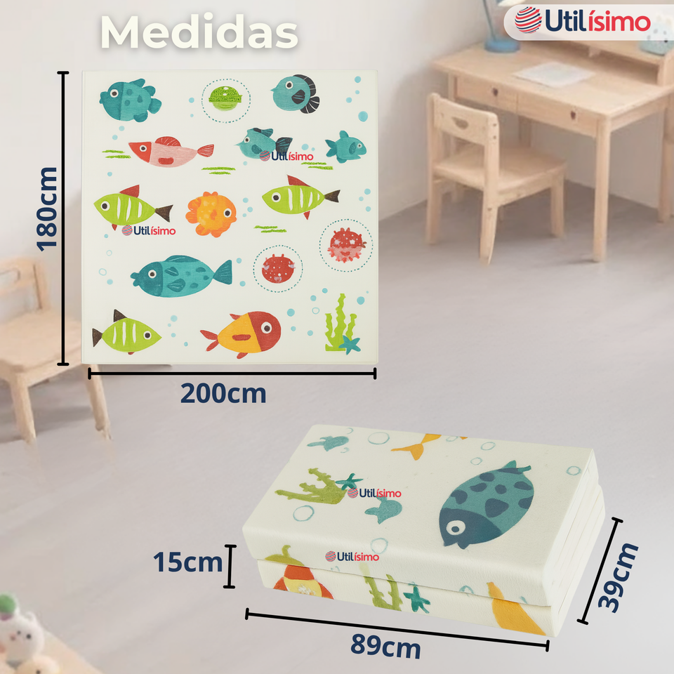 Alfombra Antigolpe Tapete Plegable Reversible para Bebés 200cm