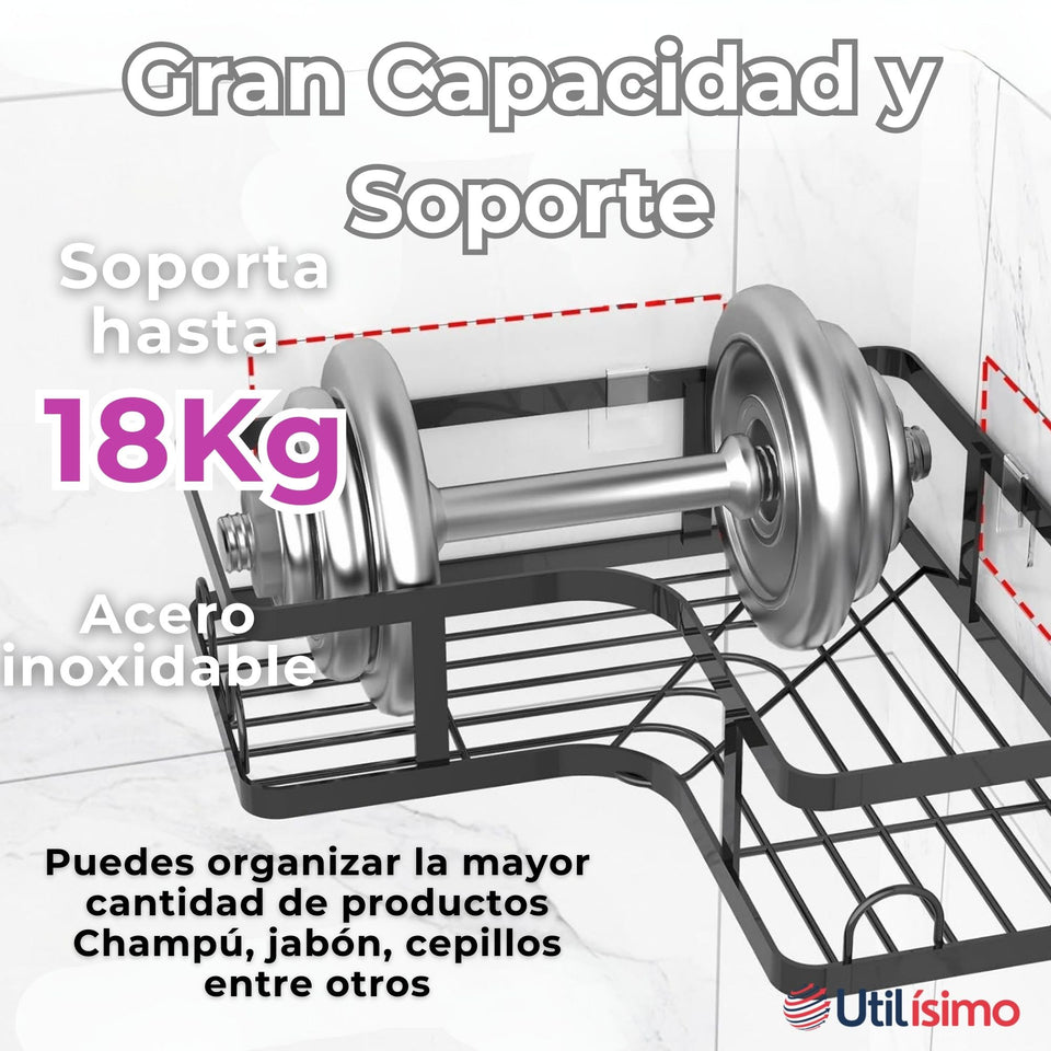 Set Organizador Esquinero Baño 5 Piezas Acero Inoxidable Instalación Adhesiva