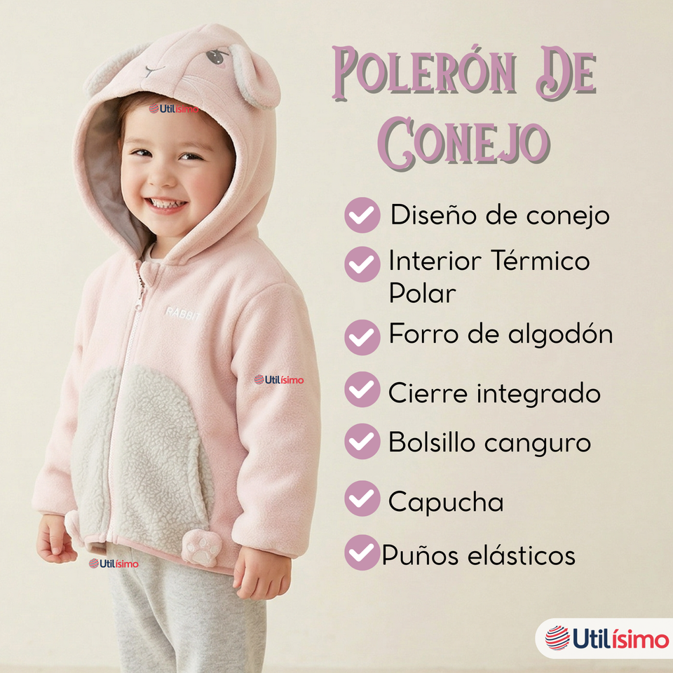 Polerón Polar Con Capucha Invierno Bebé Niña Sweet Rabbit