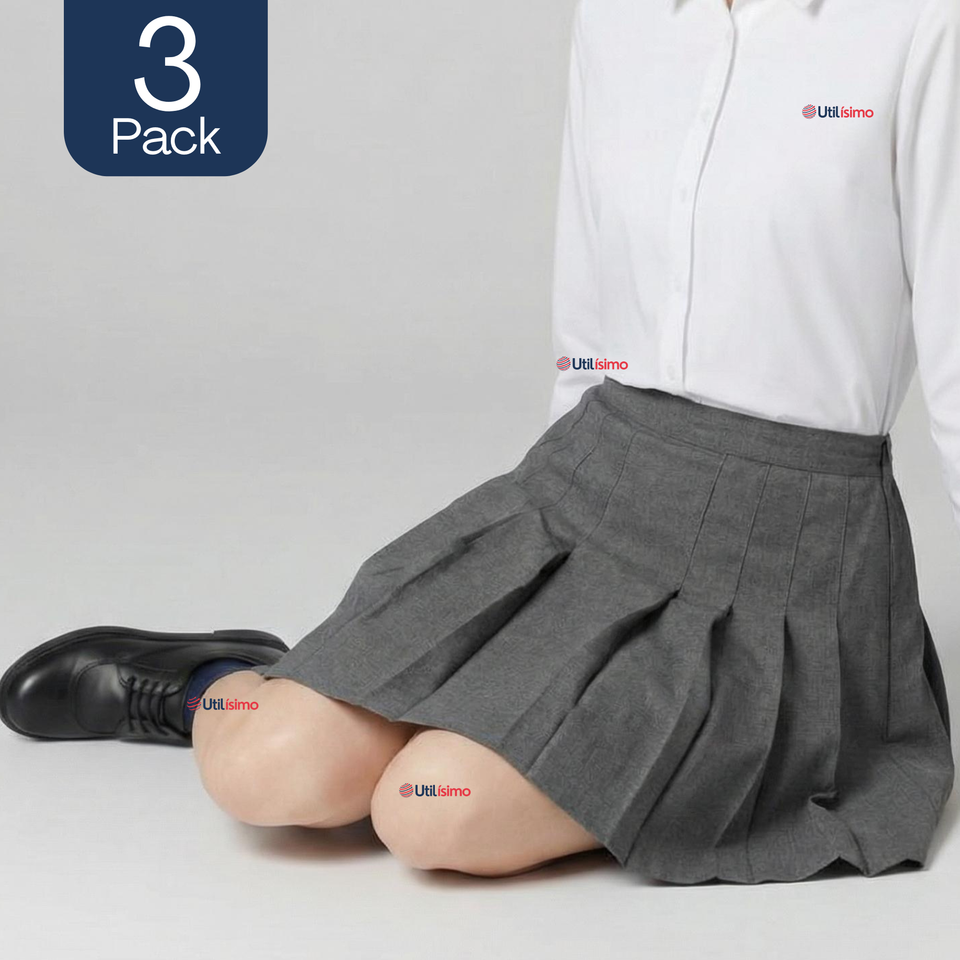 Pack 3 Falda Escolar Gris Niña Poliéster