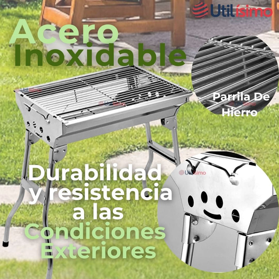 Mini Parrillera Portátil Acero Inoxidable Plegable A Carbón