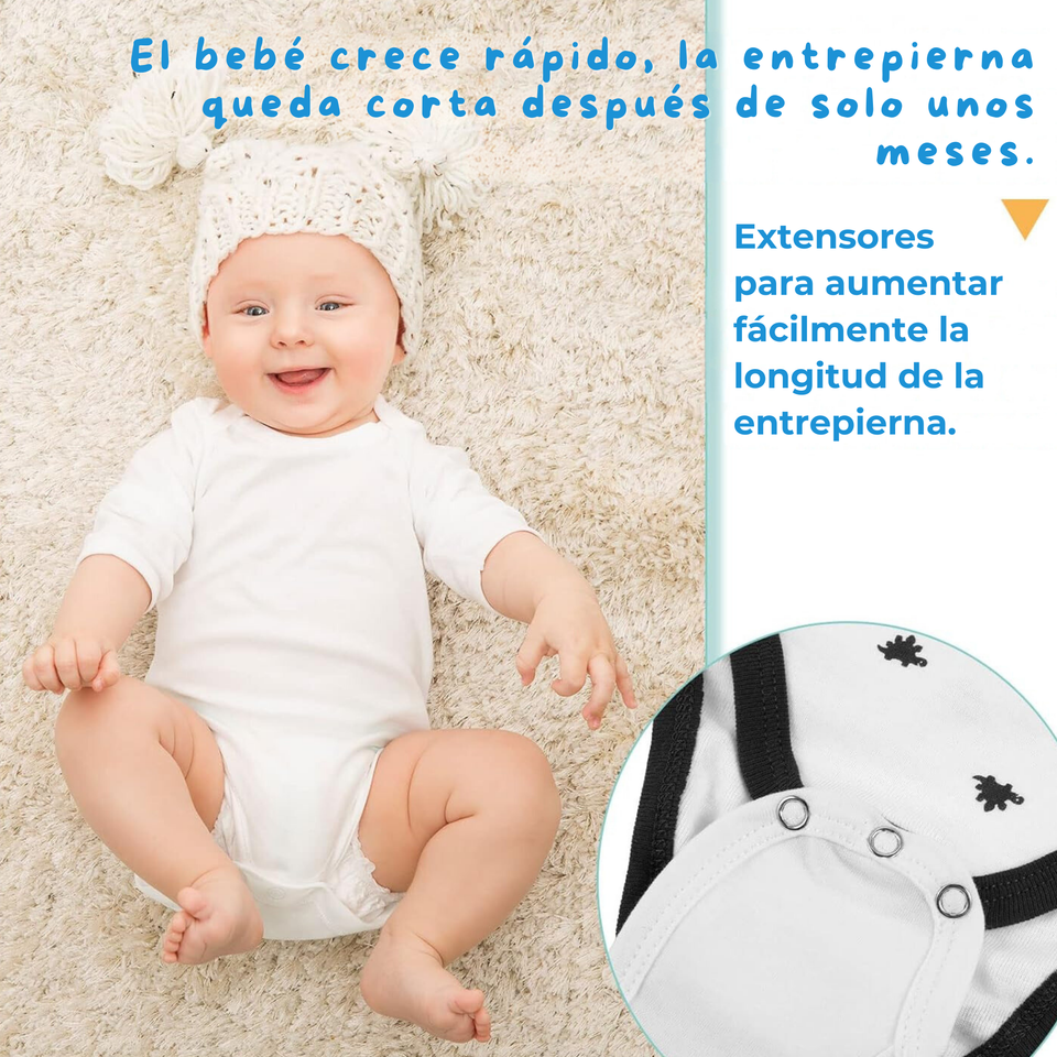 Pack 5 Unidades Extensor Body Bebé +Pack 5 Bodys Manga Corta Algodón Niño Oso amistoso