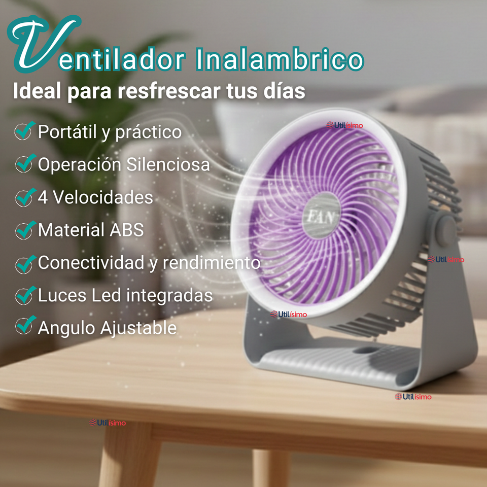 Mini Ventilador De Mesa Gris Silencioso Portátil Recargable USB
