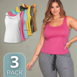 Pack 3 Poleras Camisetas Sin Mangas Fibra De Bambú Básicas Lisa Elástica Mujer Colores Surtidos