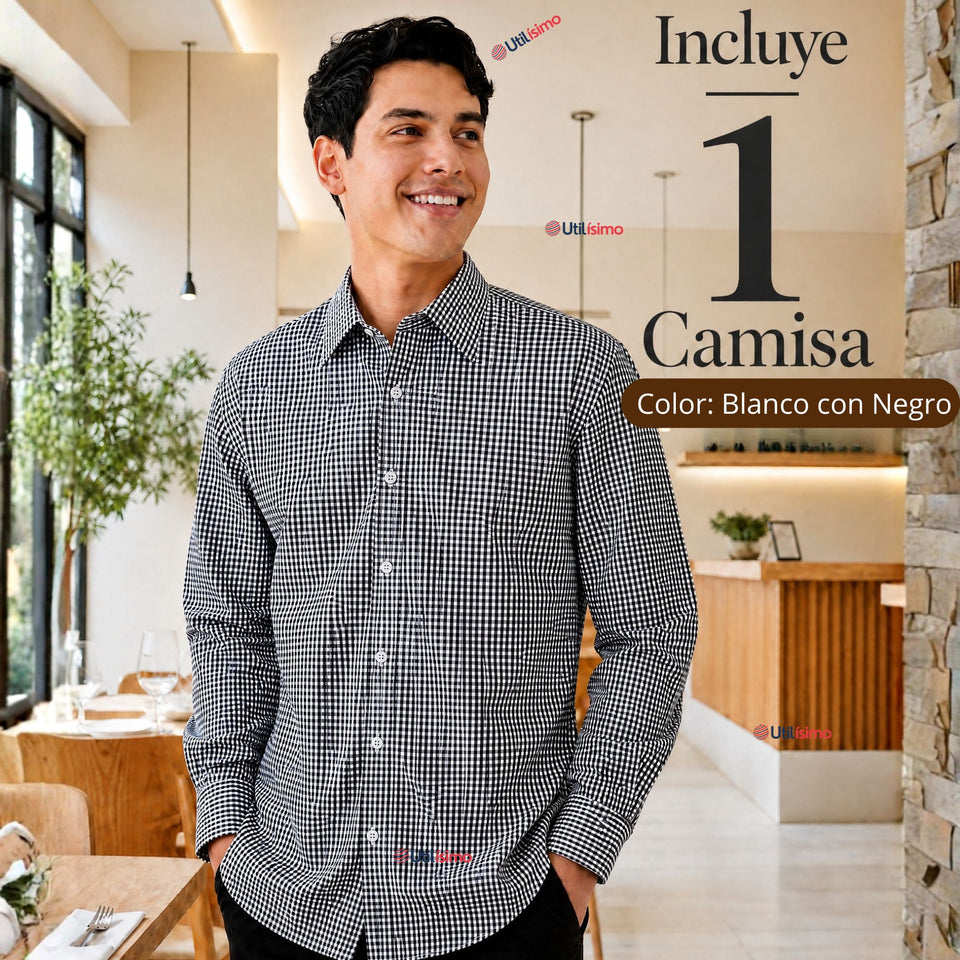 Camisa Cuadrille Hombre Blanco Azul Clásica Regular Fit