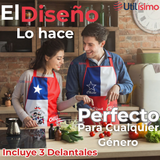 Pack 3 Delantal Cocina Chile Fiestas Patrias Bandera Chilena 60X90 CM Surtidos