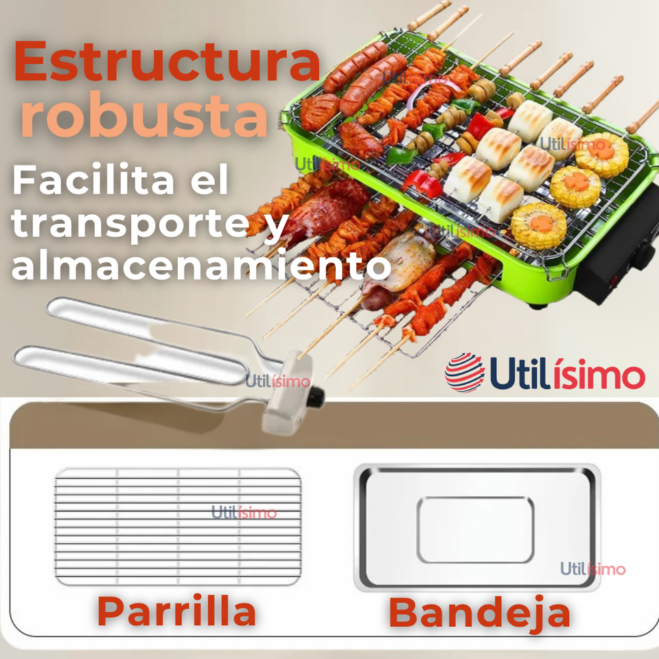 Asador Parrillera 2 En 1 Churrasquera Eléctrica Doble Nivel