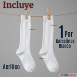 Calcetín Escolar Largo Acrílico Blanco Niñas Juvenil