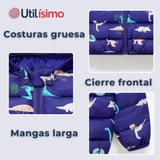 Parka Térmica Con Capucha Y Orejitas Estampado Dinosaurio Niño
