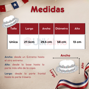 Sombrero Gorro Caporal Mujer Fiestas Patrias Blanco Baile Típico
