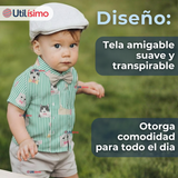 Conjunto de Vestir Camisa Con Lazo Y Pantalón Corto Algodón Niño