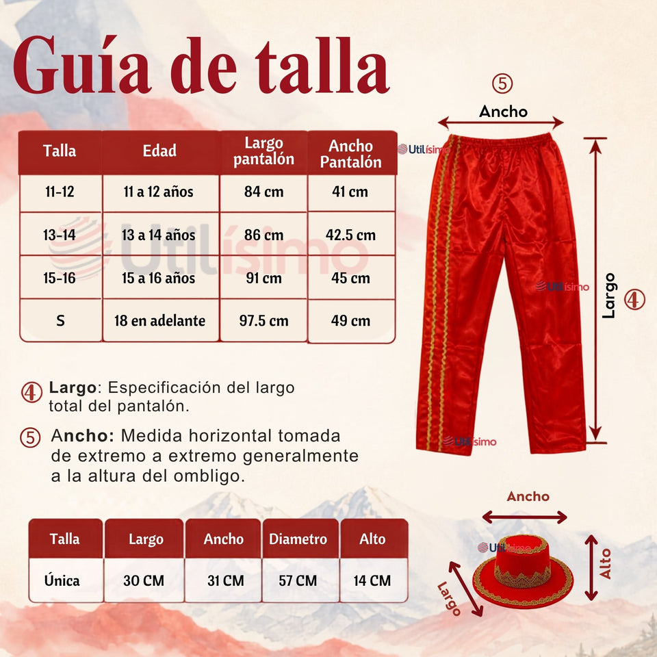 Traje Típico Caporal Rojo Con Sombrero Danza Tradicional Fiestas Patrias