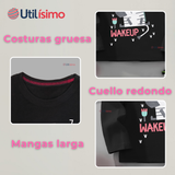 Polera Manga Larga Niña 100% Algodón Zebra Negro Camiseta
