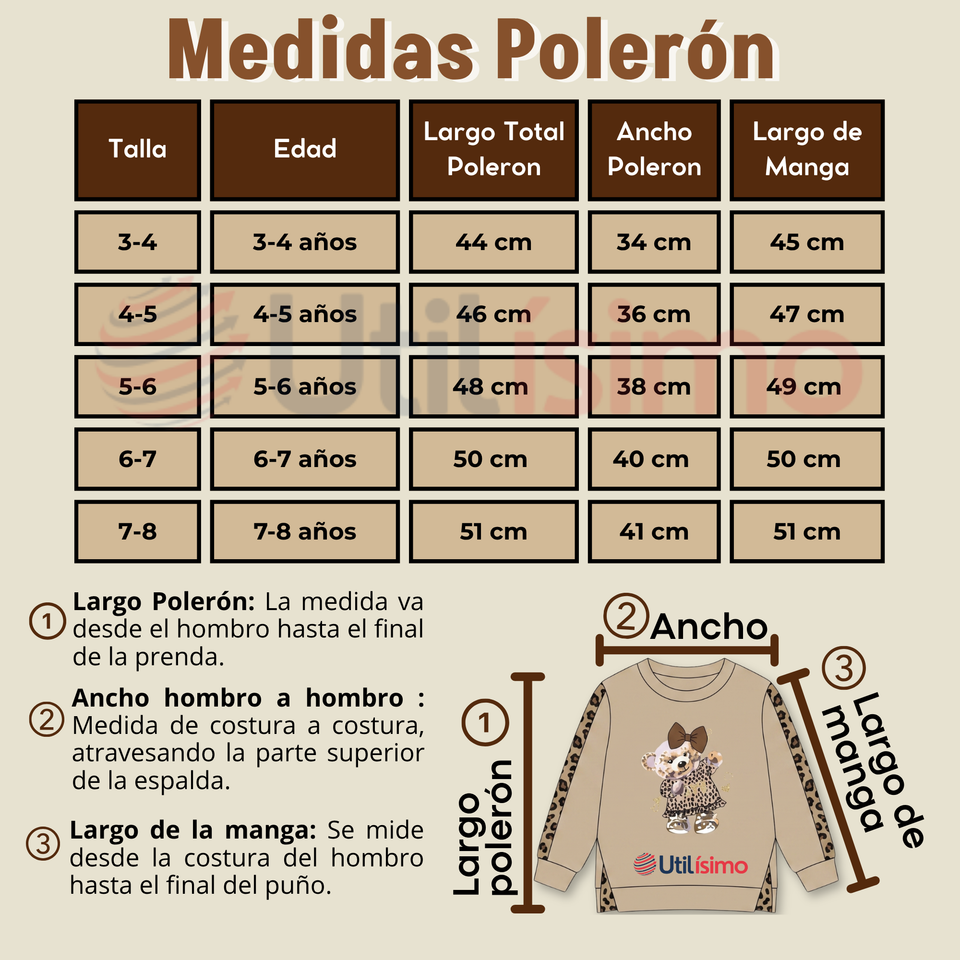 Conjunto 2 Piezas Buzo Pantalón Y Polerón Beige Osito Niña
