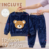 Conjunto Buzo Polerón Frizado Niños Bebes Corderito Liso 2 Piezas