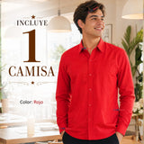 Camisa Roja Huaso Clásica Regular Fit Casual Manga Larga