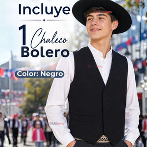 Chaleco Bolero Negro Tradicional Juvenil Fiestas Patrias
