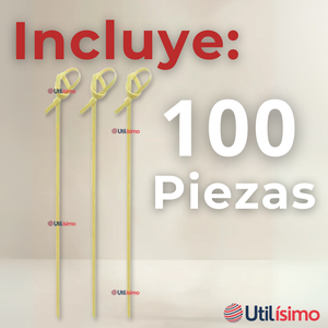 Pack 100 Piezas Brochetas De Bambú Cóctel Aperitivo 12cm