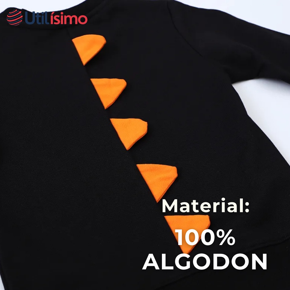 Polerón Algodón Cuello Redondo Niño Negro Dinosaurio
