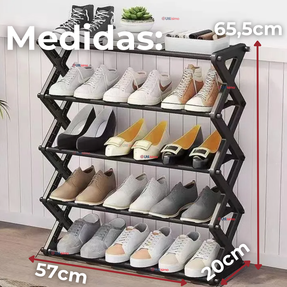 Zapatero Organizador 5 Niveles Desmontable Resistente 65x42x20cm Negro