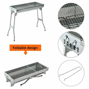 Parrillera Portátil Acero Inox Plegable a Carbón