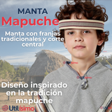 Set Poncho Manta Mapuche LANA GRUESO 114x56cm +TRARILONCO CINTILLO MAPUCHE 87C M Fiestas Patrias
