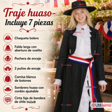 Traje Huasa Elegante Negro Juvenil Conjunto 7 Piezas Tipico Fiestas Patrias