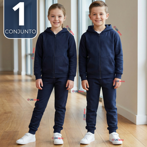 Conjunto Escolar Buzo Pantalón Y Polerón 100% Algodón Unisex Niños Azul 3 a 16 años