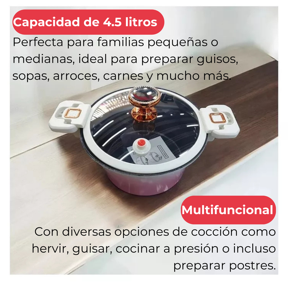 Olla de Micro Presión 4.5Litros Multifuncional  Antiadherente Cocina Hogar