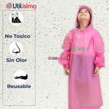 Poncho Impermeable Niña Tiras reflectantes Rosado