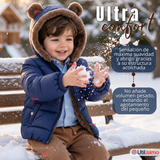 Parka Osito Con Capucha Manga Larga Azul Niño Infantil