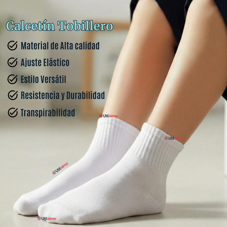 Pack 3 Pares Calcetines Tobilleras Cortos  Algodón Color Blanco Niña y Niño
